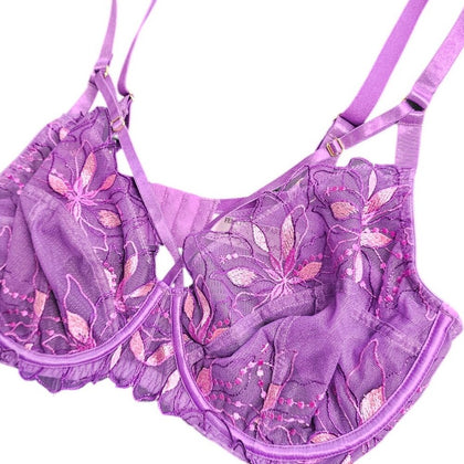 Felicity Hayward x Playful Promises Lace Strappy Purple Bra