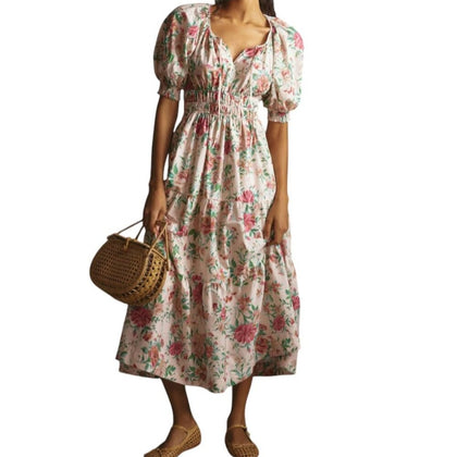 Anthropologie The Somerset Maxi Dress Puff Sleeve