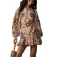 Farm Rio Beauty Bouquet Puff-Sleeve Mini Shirt Dress