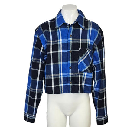 Aritzia TNA Womens Cropped Plaid Button Up Shirt