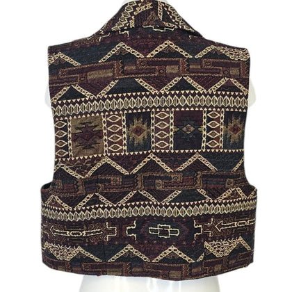 SweetGrass Womens Vintage Aztec Western Leather Tassel Vest