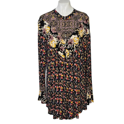 Free People Wildflower Fields Henley Long Sleeve Tunic Top