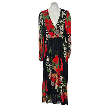 Farm Rio x Anthropologie Long-Sleeve V-Neck Floral Maxi Dress