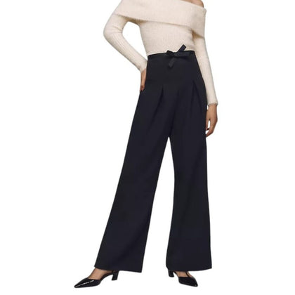 Anthropologie Corset Bow Pleated Wide-Leg Trousers
