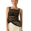 Anthropologie Sheer Mixed Lace Square Neck Layering Cami