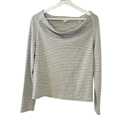 Standard James Perse Striped Cowl Neck Long Sleeve Shirt