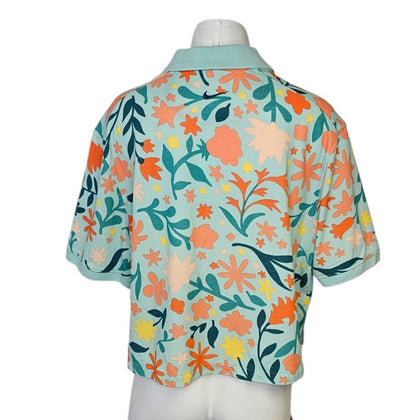 Nike Womens Dri Fit Short Sleeve Crop Printed Golf Polo