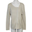 Eileen Fisher Ivory Silk, Cotton, Leather Asymmetrical Zip Up Sweater