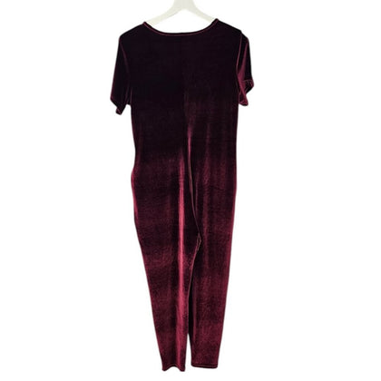 Smash + Tess Womens Short Sleeve Velvet V-Neck Jumpsuit