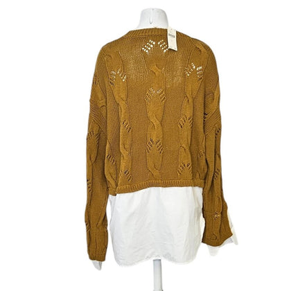 Anthropologie Pilcro Cable Knit Twofer Sweater