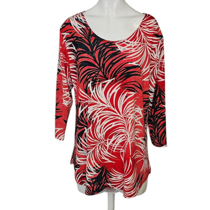 Sympli Canada Womens 3/4 Sleeve Printed Stretch Scoop Neck Top