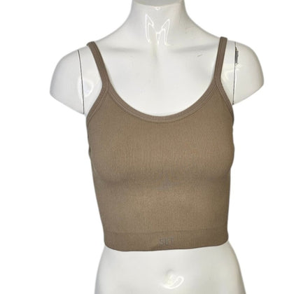 SET Active Womens Ribbed Crop Scoop Neck Tank Top