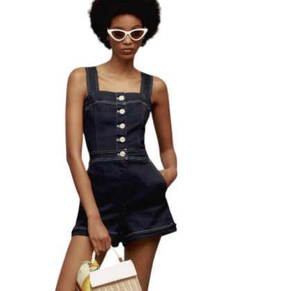 Anthropologie Maeve The Portside Button-Front Romper